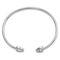 Sterling Silver Rhodium-plated CZ Two Hearts Cuff Bangle view 2