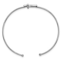 Sterling Silver Rhodium-plated Polished CZ Cross Cuff Bangle view 2
