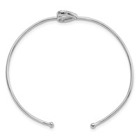 Sterling Silver Rhodium-plated Polished CZ Heart Cuff Bangle Bracelet view 2