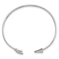 Sterling Silver Rhodium-plated CZ Arrow Cuff Bangle view 2