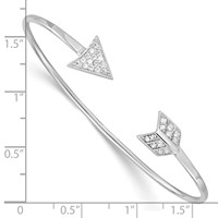 Sterling Silver Rhodium-plated CZ Arrow Cuff Bangle view 3