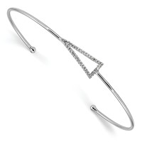 Sterling Silver Rhodium-plated Polished CZ Triangle Cuff Bangle view 1