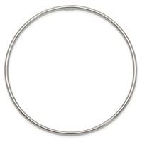 Sterling Silver Rhodium-plated Polished 2mm Slip-on Bangle Bracelet view 2