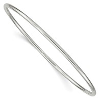 Sterling Silver Rhodium-plated Polished 2mm Slip-on Bangle Bracelet view 1