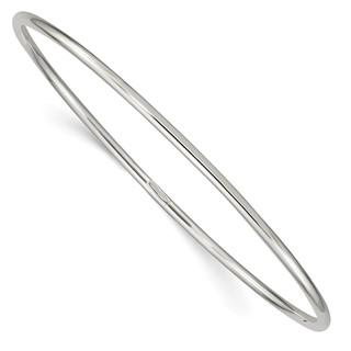 Sterling Silver Rhodium-plated 2mm Slip-on Bangle Bracelet