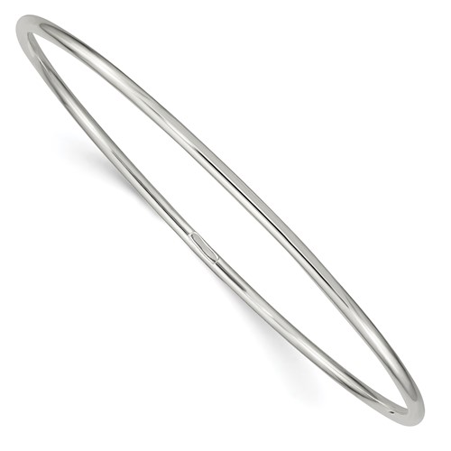 Sterling Silver Rhodium-plated 2mm Slip-on Bangle Bracelet