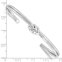 Sterling Silver Rhodium-plated Polished Knot Cuff Bangle view 3