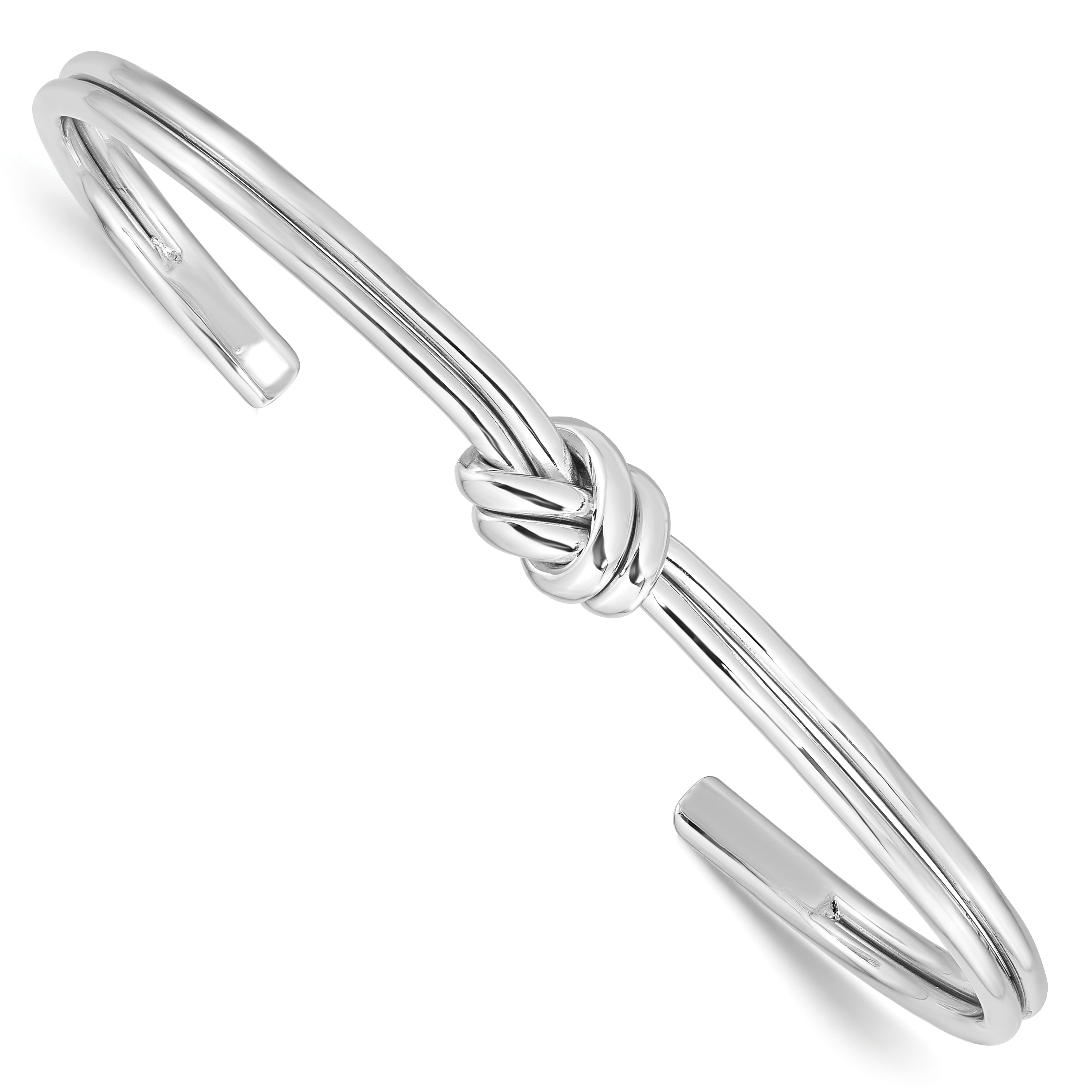 Sterling Silver Rhodium-plated Polished Knot Cuff Bangle (QB1193)