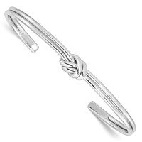 Sterling Silver Rhodium-plated Polished Knot Cuff Bangle view 1