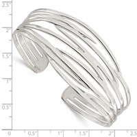 Sterling Silver Polished Multi-strand Cuff Bangle view 3