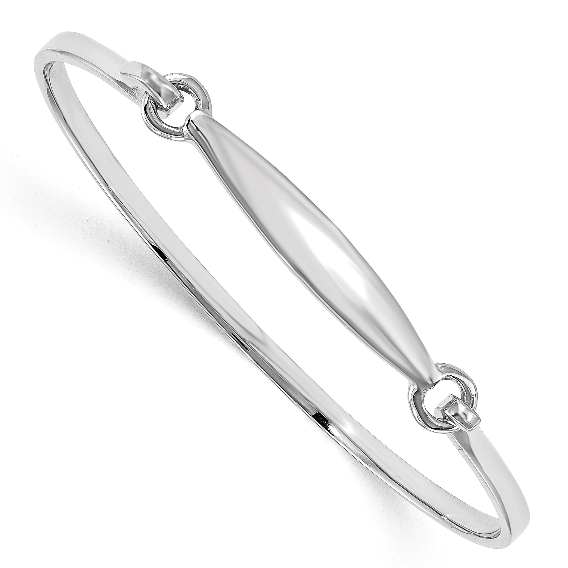 Sterling Silver Rhodium-plated Polished Children's ID Bangle Bracelet (QB1204)
