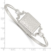 Sterling Silver Polished 24mm Rectangular Locket Hook Closure Bangle view 3