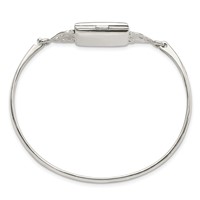 Sterling Silver Polished 24mm Rectangular Locket Hook Closure Bangle view 2