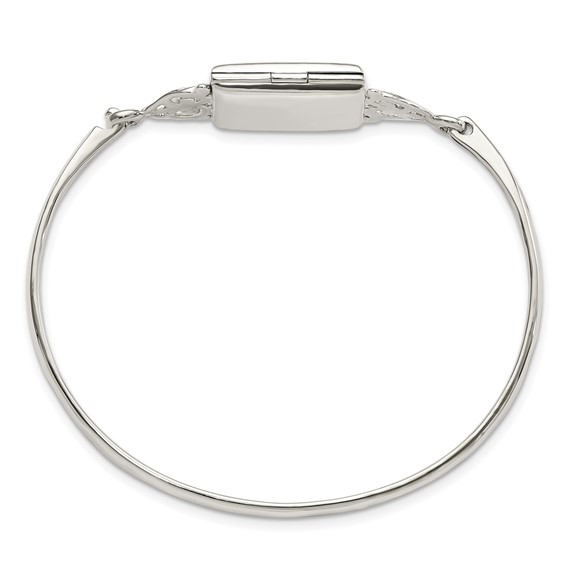 Sterling Silver Polished Rectangular 20mm Locket Bangle