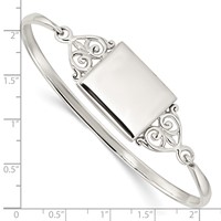 Sterling Silver Polished 24mm Rectangular Locket Hook Closure Bangle view 3