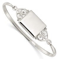 Sterling Silver Polished 24mm Rectangular Locket Hook Closure Bangle view 1