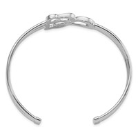 Sterling Silver Rhodium-plated Hearts and Infinity Cuff Bangle view 2