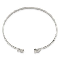 Sterling Silver Polished Love Knot Ends Cuff Bangle Bracelet view 2