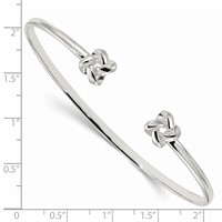 Sterling Silver Polished Love Knot Ends Cuff Bangle Bracelet view 3
