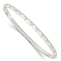 Sterling Silver Diamond-cut Patterned 3.25mm Slip-on Bangle view 1