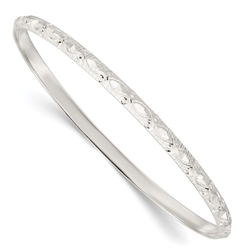 Sterling Silver Diamond-cut Patterned 3.25mm Slip-on Bangle
