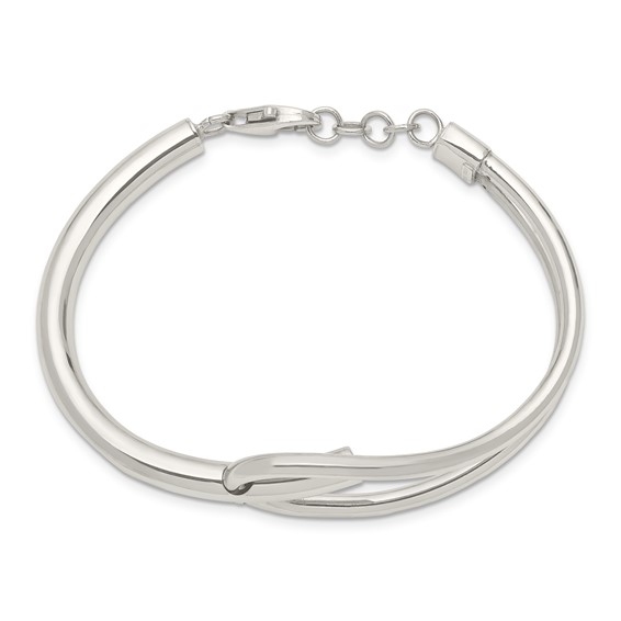 Sterling Silver Polished with Safety Chain Bangle