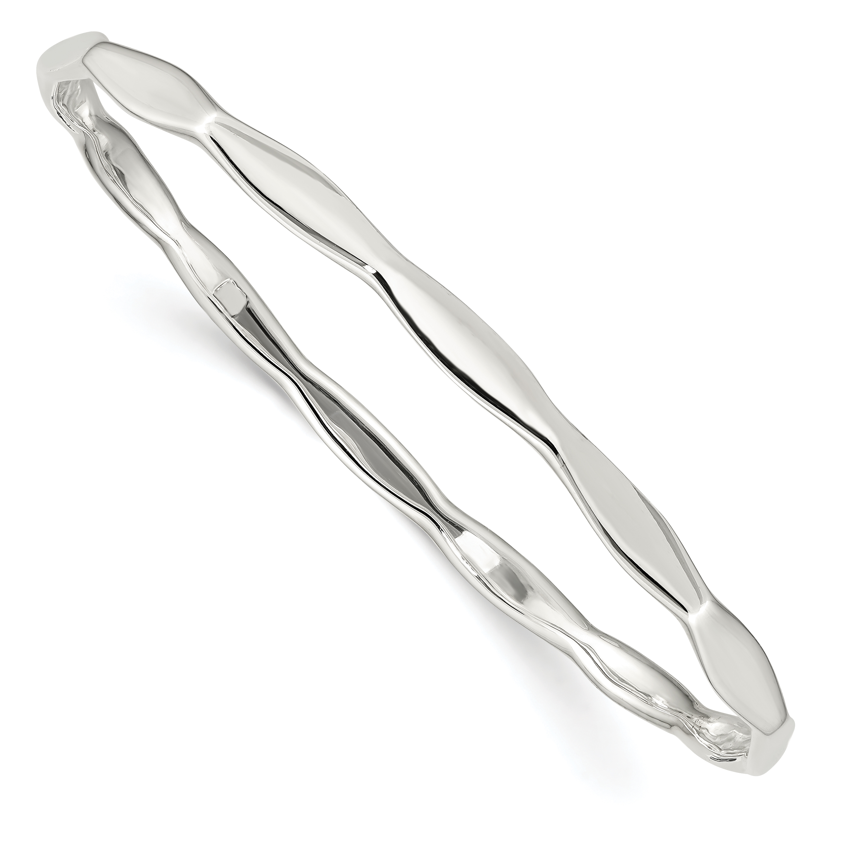 Sterling Silver Scalloped Slip-on Bangle (QB1229)