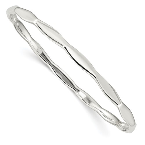 Sterling Silver Polished Scalloped Slip-on Bangle