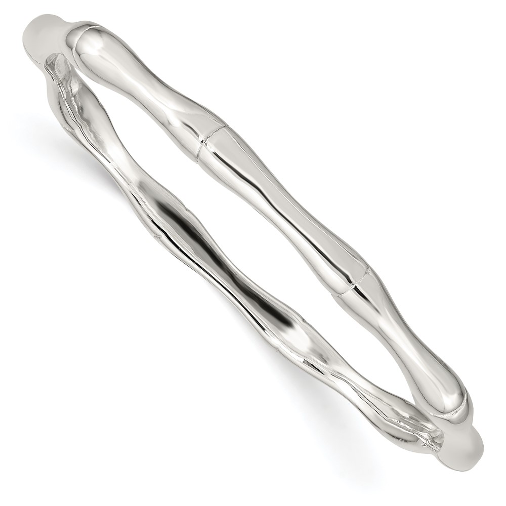 Sterling Silver Polished Bamboo 6.25mm Slip-on Bangle