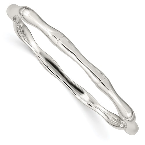 Sterling Silver Polished Bamboo 6.25mm Slip-on Bangle
