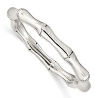 Sterling Silver Polished Bamboo 9.6mm Slip-on Bangle view 1