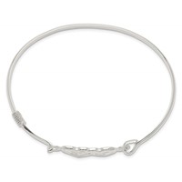 Sterling Silver Polished 2 Hearts Hook Closure Bangle view 2