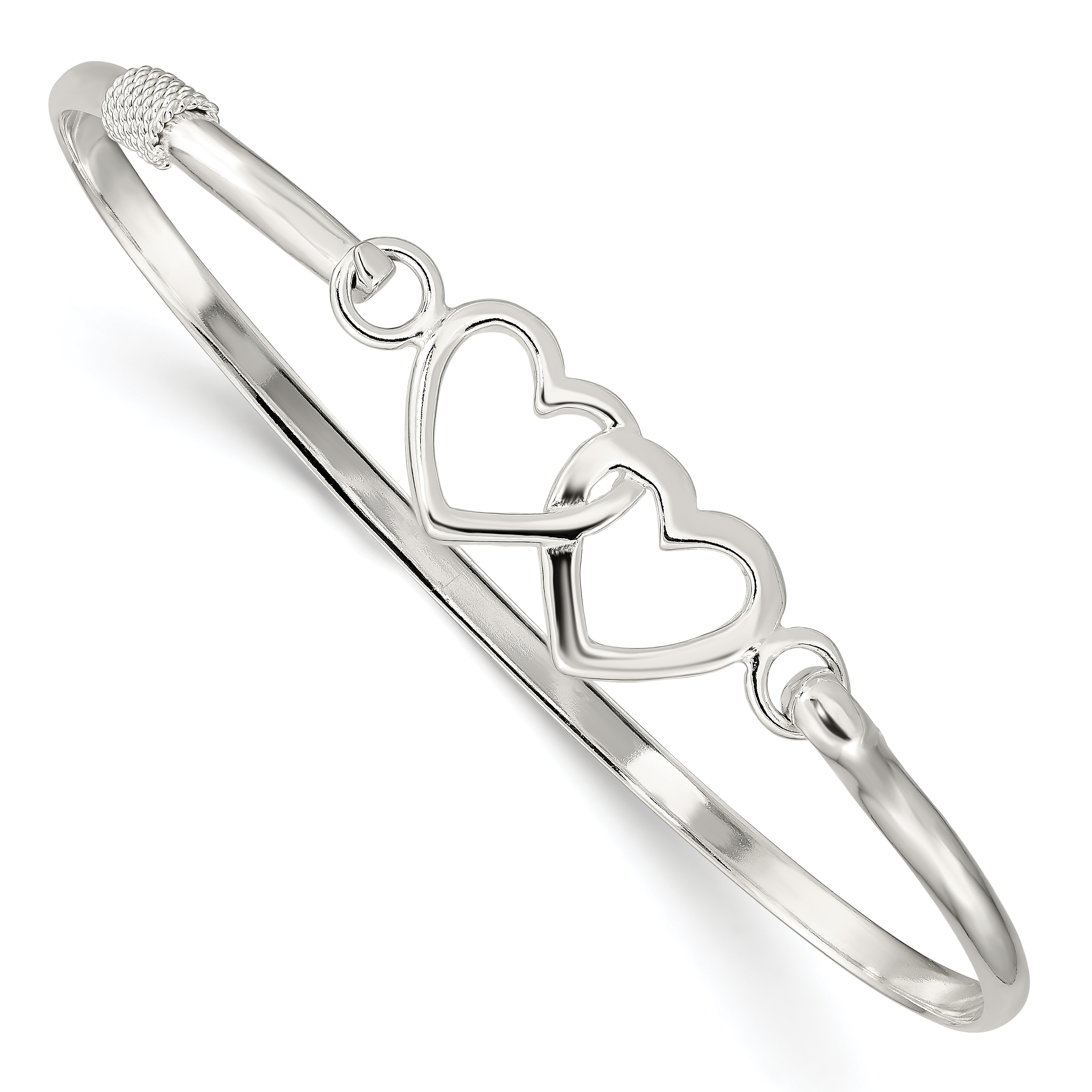 Sterling Silver Polished Heart Bangle (QB1234)