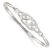 Sterling Silver Polished Celtic Hook Closure Bangle view 1