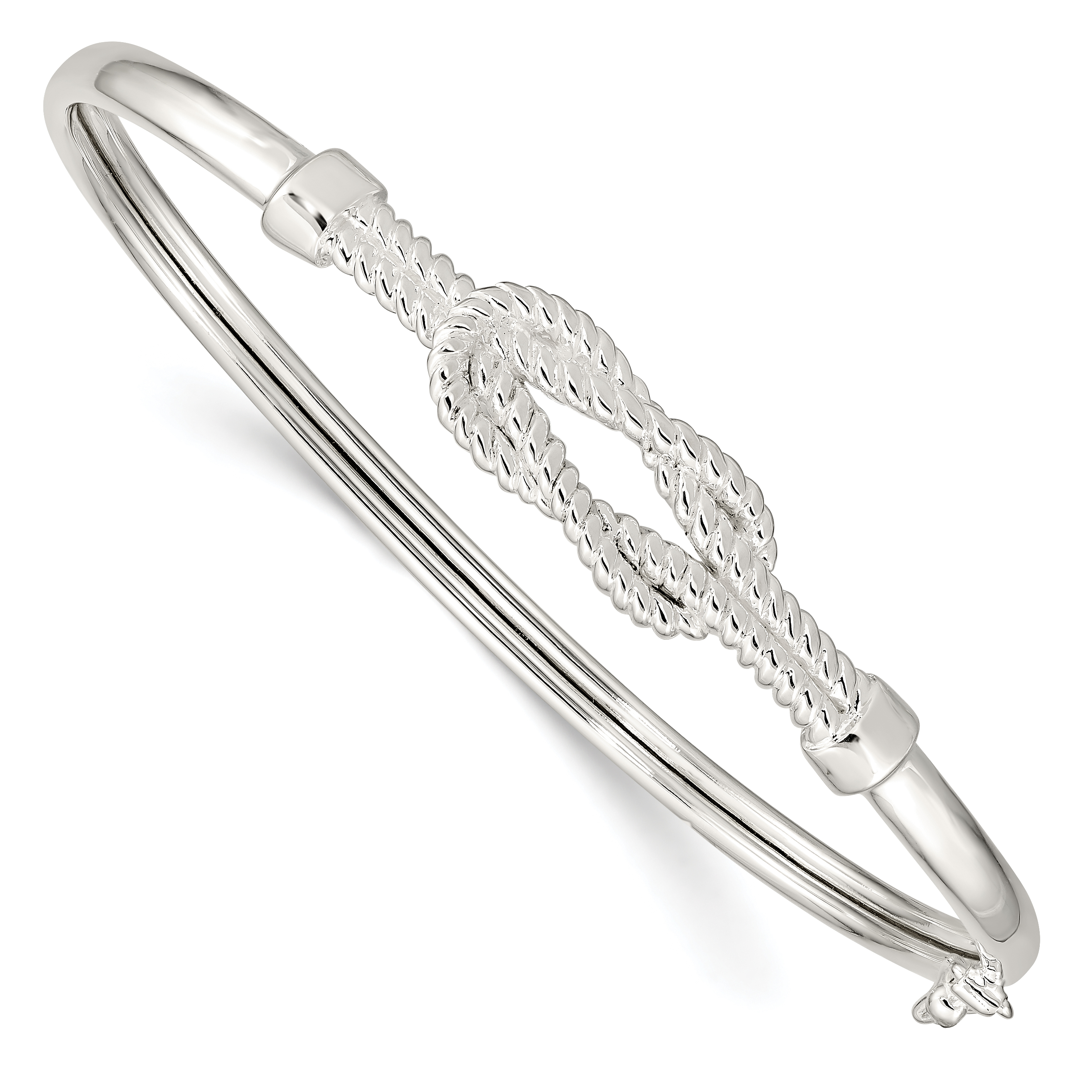 Sterling Silver Textured Love Flexible Knot Bangle (QB1248)