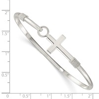 Sterling Silver Polished Cross Hook Closure Bangle view 2