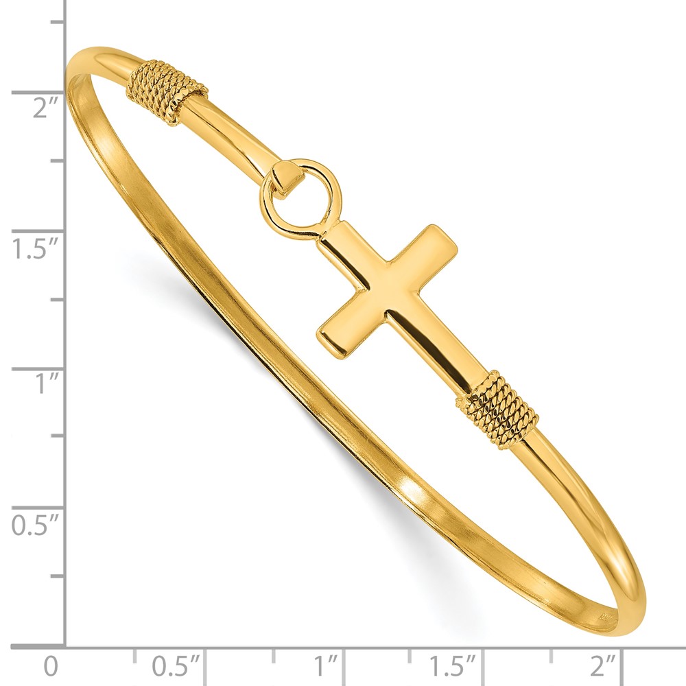Sterling Silver Gold-tone Polished Cross Bangle (QB1249GP)