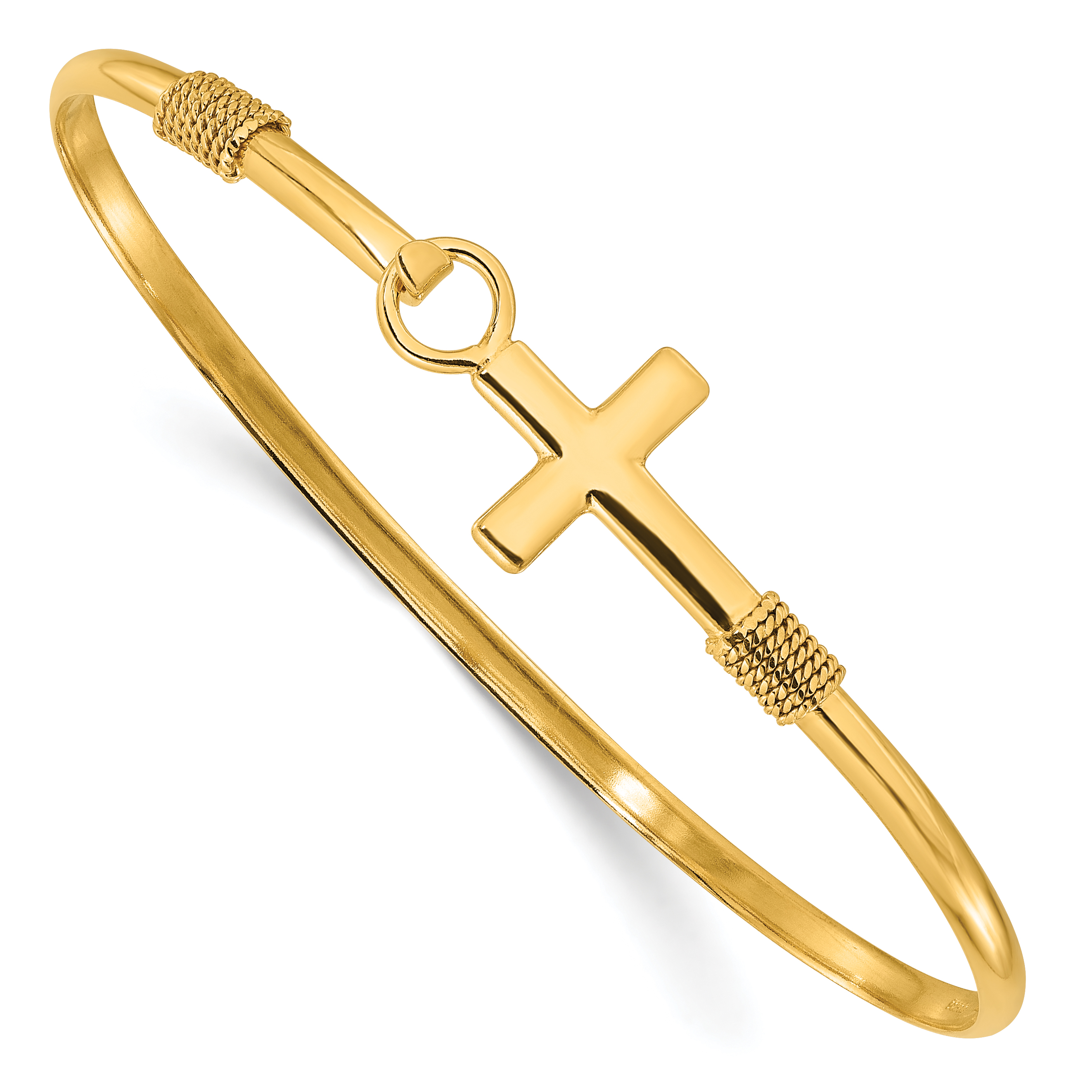 Sterling Silver Gold-tone Polished Cross Bangle (QB1249GP)