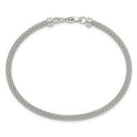 Sterling Silver Textured Mesh 3mm Bangle with Clasp Flexible view 2