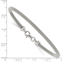 Sterling Silver Textured Mesh 3mm Bangle with Clasp Flexible view 3