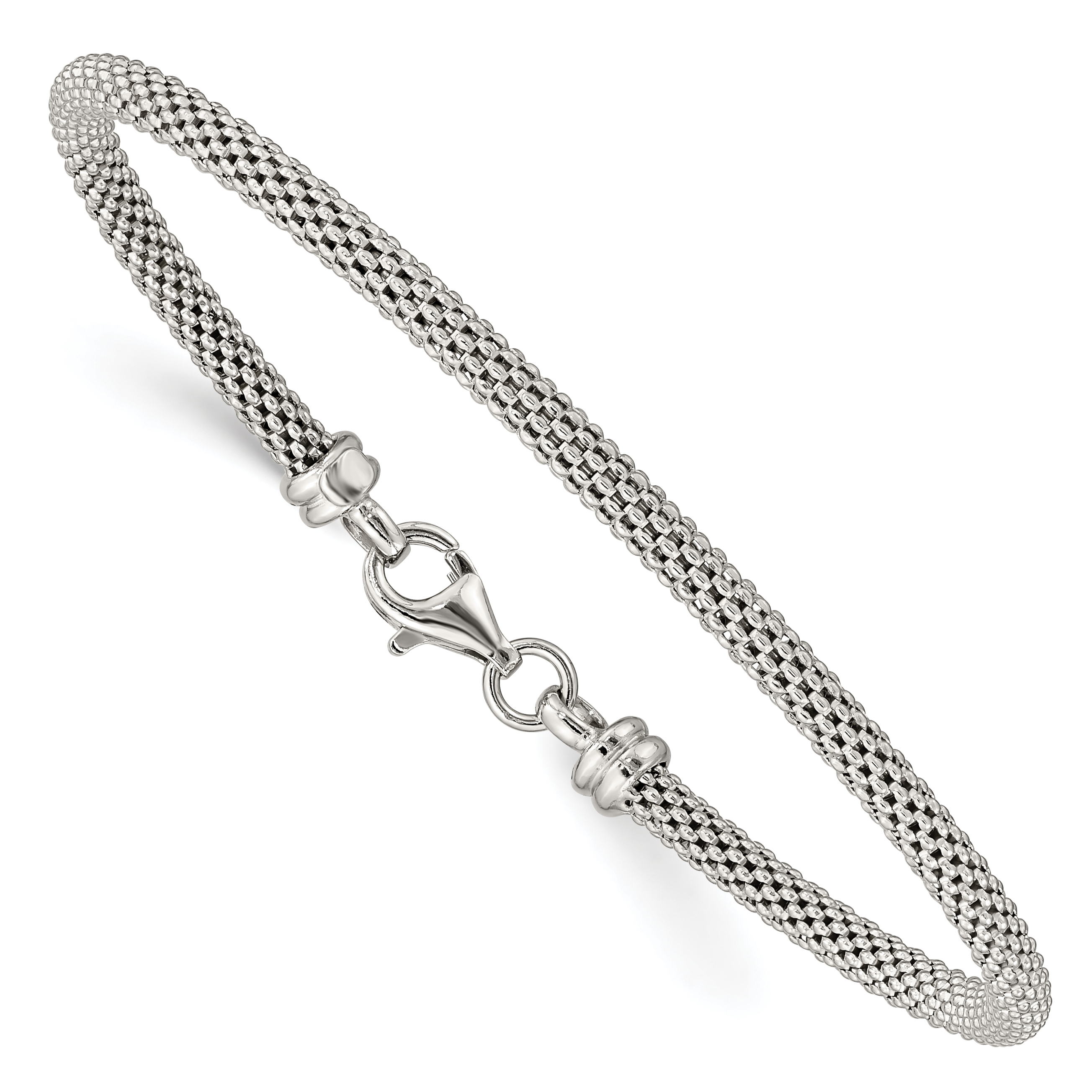 Sterling Silver Textured w/Clasp Bangle (QB1252)