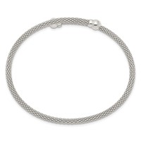 Sterling Silver Polished Textured Mesh Flexible Bangle view 2
