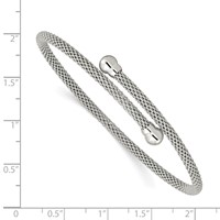 Sterling Silver Polished Textured Mesh Flexible Bangle view 3