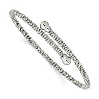 Sterling Silver Textured Flexible Cuff Bangle