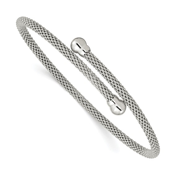 Sterling Silver Textured Flexible Cuff Bangle