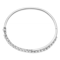 Sterling Silver Rhodium-plated Criss Cross CZ Hinged Bangle view 2