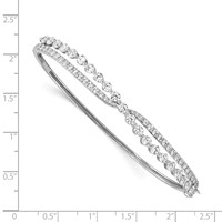 Sterling Silver Rhodium-plated Criss Cross CZ Hinged Bangle view 3