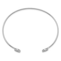 Sterling Silver Rhodium-plated Polished CZ Cuff Bangle view 2