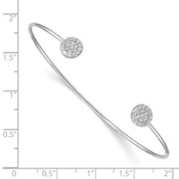 Sterling Silver Rhodium-plated Polished CZ Cuff Bangle view 3