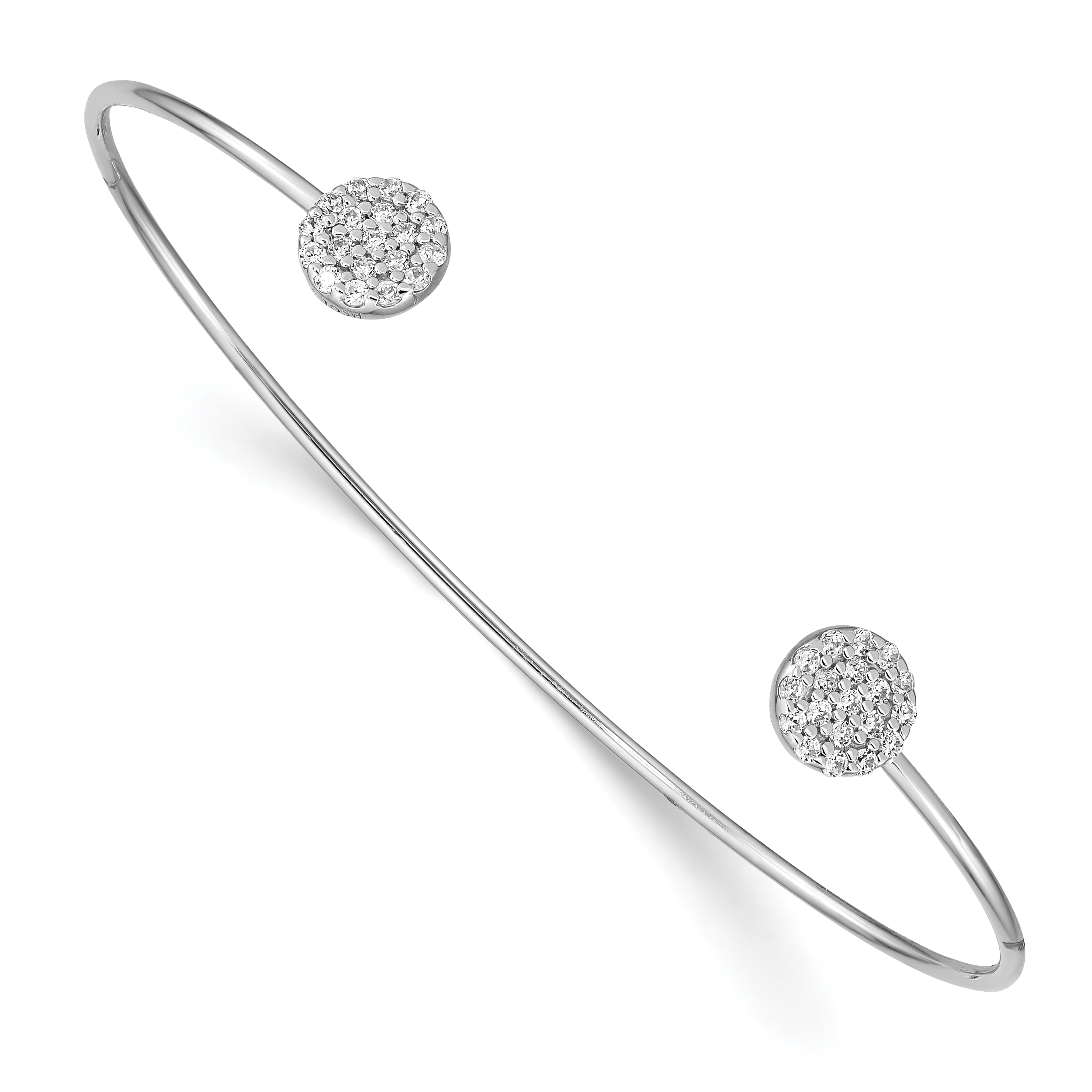 Sterling Silver Rhodium Plated CZ Bangle (QB1268)